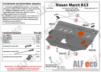  Защита картера и КПП Nissan March K13	2010-